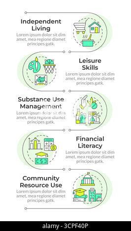 Life competencies infographic vertical sequence Stock Vector