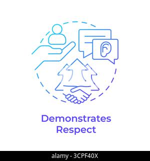 Demonstrates respect blue gradient concept icon Stock Vector