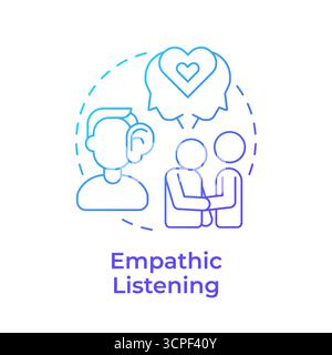 Empathic listening blue gradient concept icon Stock Vector