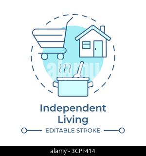 Independent living soft blue concept icon Stock Vector