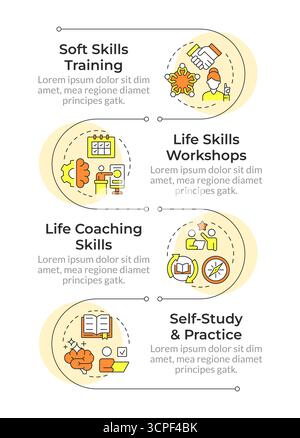 Strategies to improve life skills infographic vertical sequence Stock Vector