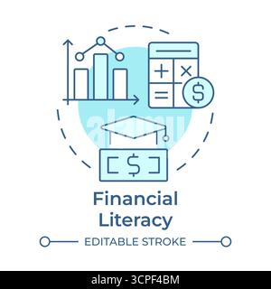 Financial literacy soft blue concept icon Stock Vector