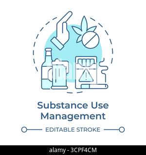 Substance use management soft blue concept icon Stock Vector