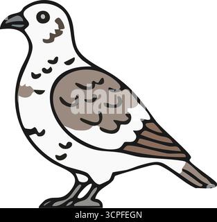 A light colored pigeon faces right with dotted chest marks and a banded wing pattern Stock Vector