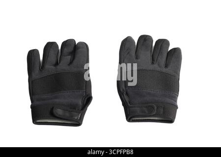 black motorcycle gloves isolated on white background Stock Photo
