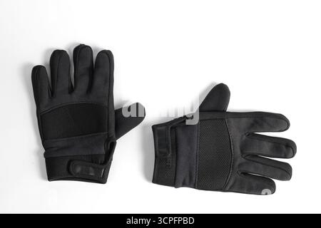 black motorcycle gloves isolated on white background Stock Photo