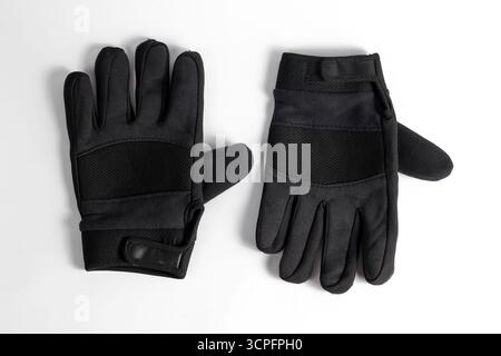 black motorcycle gloves isolated on white background Stock Photo