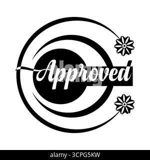 Modern approved stamp logo , floral badge silhouette for certification and branding Stock Vector