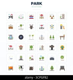 Intelligently designed 36 PIXEL perfect vector icons inspired by Park, created in Minimal Flat format at 128x128 for smart and efficient design workfl Stock Vector