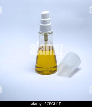 Olive Oil Spray Bottle Isolated on White Background – Kitchen Cooking Oil Mister and Dispenser Stock Photo