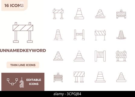 Unlock 16 Minimal Line PIXEL perfect vector icons inspired by UnnamedKeyword, optimized in 128x128 format for flawless display across all devices. Stock Vector