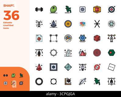 Transform your designs with 36 Duotone vector icons themed around Shape, engineered in 128x128 PIXEL perfect resolution for maximum clarity. Stock Vector
