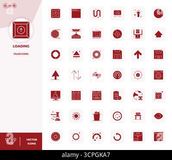 This Loading vector icon pack includes 42 Filled designs in 128x128 PIXEL perfect format, perfect for enhancing digital interfaces. Stock Vector