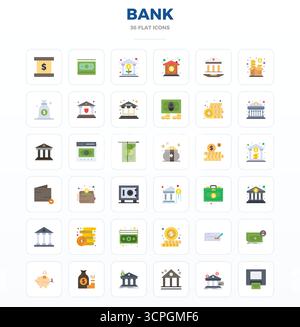 Explore 36 Minimal Flat PIXEL perfect vector icons in 128x128 resolution inspired by Bank. Perfect for web and app interfaces. Stock Vector