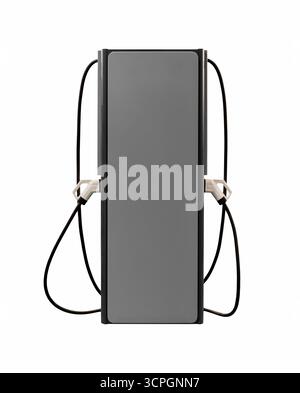 Dual EV charging station with two connectors isolated on a transparent background. Stock Photo