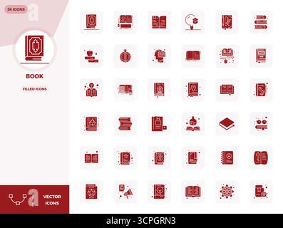 Discover a set of 36 Filled vector icons crafted for the Book theme, featuring 128x128 PIXEL perfect designs ideal for modern UI/UX projects. Stock Vector