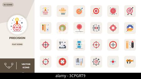 This collection features 24 Flat PIXEL perfect vector icons tailored to the Precision theme, optimized in 128x128 format for digital design. Stock Vector