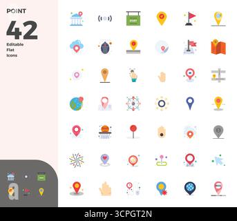 This Point vector icon pack includes 42 Flat designs in 128x128 PIXEL perfect format, perfect for enhancing digital interfaces. Stock Vector