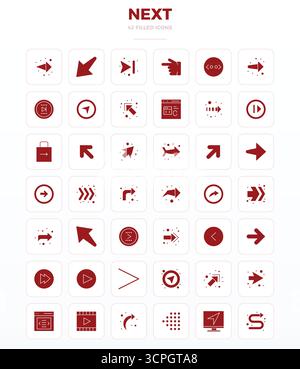 Expertly designed 42 SolidFill PIXEL perfect vector icons for Next, engineered at 128x128 resolution for flawless integration and performance. Stock Vector