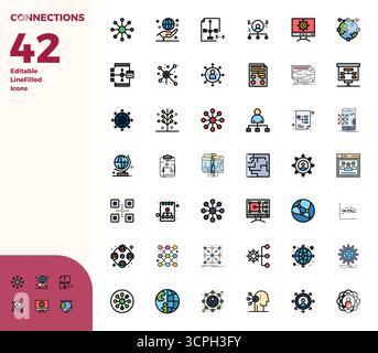 Transform your designs with 42 Duotone vector icons themed around Connections, engineered in 128x128 PIXEL perfect resolution for maximum clarity. Stock Vector