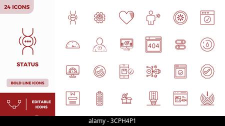 Transform your designs with 24 Heavy Line vector icons themed around Status, engineered in 128x128 PIXEL perfect resolution for maximum clarity. Stock Vector