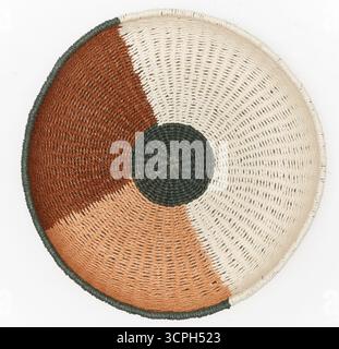 Round woven rope tray isolated nature background with clipping path Stock Photo