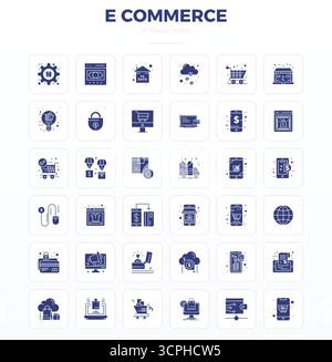 Refined bundle featuring 36 SolidFill vector icons for E, optimized with 128x128 PIXEL perfect quality for elegant and functional design solutions. Stock Vector