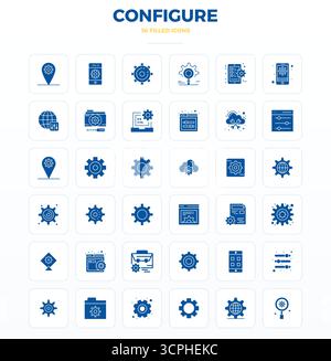 Premium collection of 36 SolidFill vector icons for Configure, meticulously crafted in 128x128 PIXEL perfect resolution for superior visual impact. Stock Vector