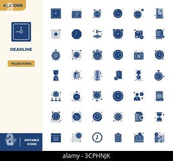Explore 42 Filled PIXEL perfect vector icons in 128x128 resolution inspired by Deadline. Perfect for web and app interfaces. Stock Vector