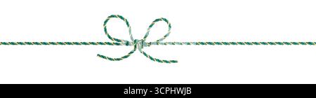 Green and Gold String Rope with Bow Isolated on White Background, Clipping Path Included Stock Photo