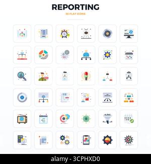 Quality control charts flat icon set. Efficiency and problem solving ...
