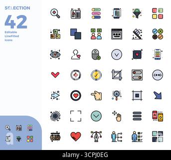 Carefully curated 42 Duotone vector icons for Selection, featuring 128x128 PIXEL perfect resolution for consistent brand representation and user exper Stock Vector