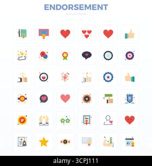 Download 36 scalable Minimal Flat vector icons designed for Endorsement, featuring PIXEL perfect 128x128 resolution suitable for professional and crea Stock Vector