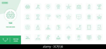 Ultimate collection of 32 vector icons representing Top in Thin Line aesthetic, optimized with 128x128 PIXEL perfect resolution for maximum impact. Stock Vector