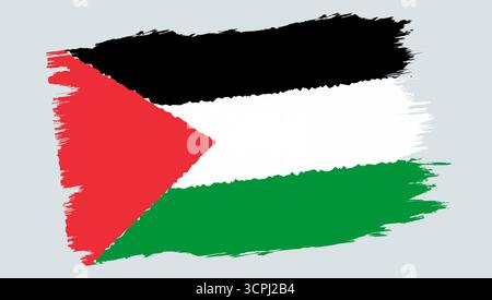 Vector vintage Palestine flag. Drawing flag of Palestine in grunge style. Stock Vector