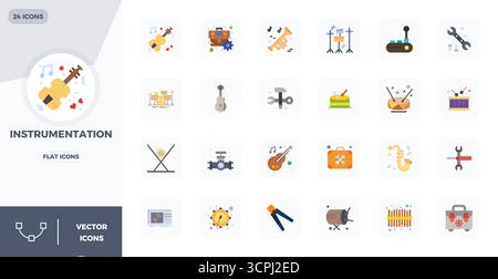 This Instrumentation vector icon pack includes 24 Flat designs in 128x128 PIXEL perfect format, perfect for enhancing digital interfaces. Stock Vector