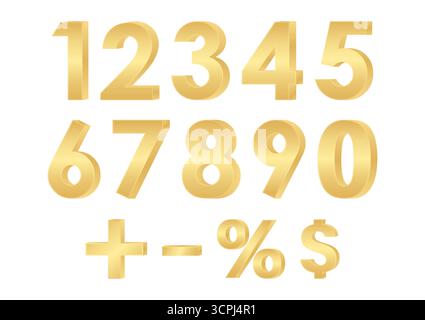 Set of Number. Vector Illustration Isolated on White Background. Stock Vector