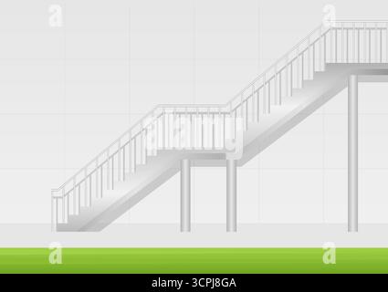 Emergency Exit Stair. Fire Exit Stair. Vector Illustration. Stock Vector
