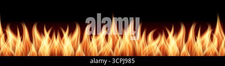 Fire Flames. Vector Illustration Isolated on Black Background. Stock Vector
