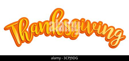 Vector illustration of a Thanksgiving text in 3d style. Happy Thanksgiving day. Stock Vector