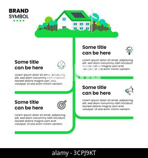 Infographic template with icons and 4 options or steps. Green house. Can be used for workflow layout, diagram, banner, webdesign. Vector illustration Stock Vector