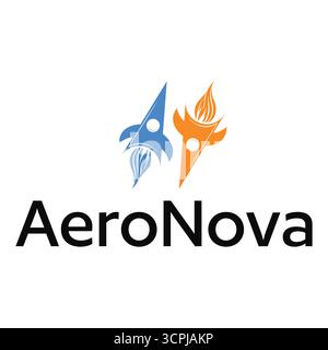 AeroNova Futuristic Tech Logo with Abstract Wing in Modern Minimal Design Stock Vector