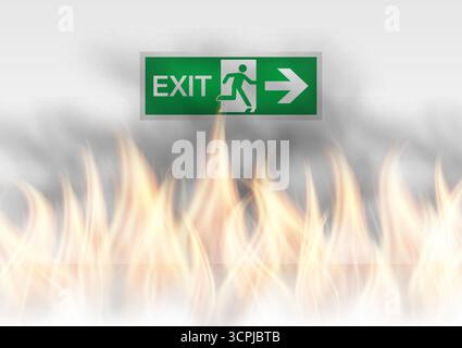 On Fire. Fire in Building or Office. Vector Illustration. Stock Vector