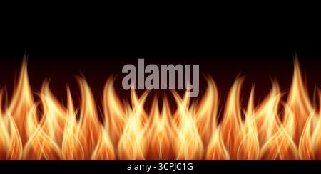 Fire Flames. Vector Illustration Isolated on Black Background. Stock Vector