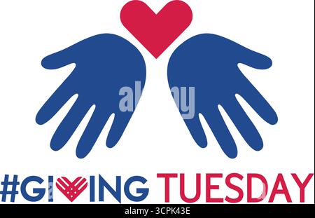 Giving Tuesday. Helping hand with heart shape. Global day of charitable giving. Vector illustration Stock Vector