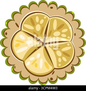 The Mocambo fruit, known as Theobroma bicolor, is a close relative of the cacao tree, the source of chocolate, vector illustration Stock Vector