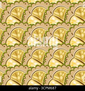 Mocambo slices seamless tropical pattern with Theobroma fruits vector illustration Stock Vector