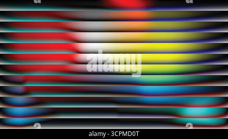 Ribbed Glass Fractal Neon Background Abstract Gradient Mesh with Horizontal Gradient Stripes Background. Stock Vector
