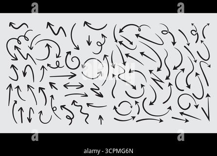 Arrow vector icons set. sketch arrow design for business plan and education Stock Vector