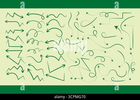 Arrow vector icons set. sketch arrow design for business plan and education Stock Vector